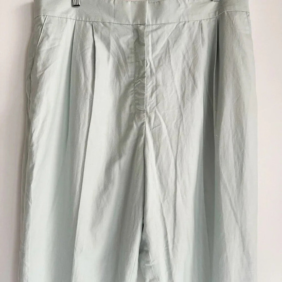 Donna Karan new York Black Label Mint Green Cotton Rayon Wide Leg Pants 16 - Picture 2 of 6